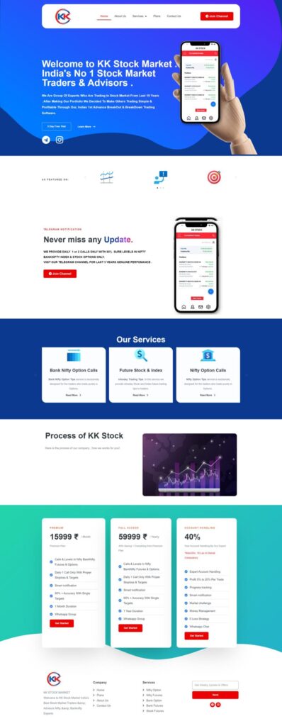 website design for a stock market
