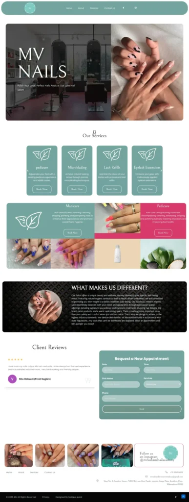 Salon website design